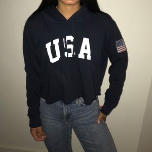 Brandy Melville Cropped USA Hoodie